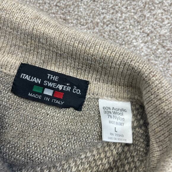 The Italian sweater co. Mens quarter zip pullover sz large knit wool blend Italy - Picture 8 of 12